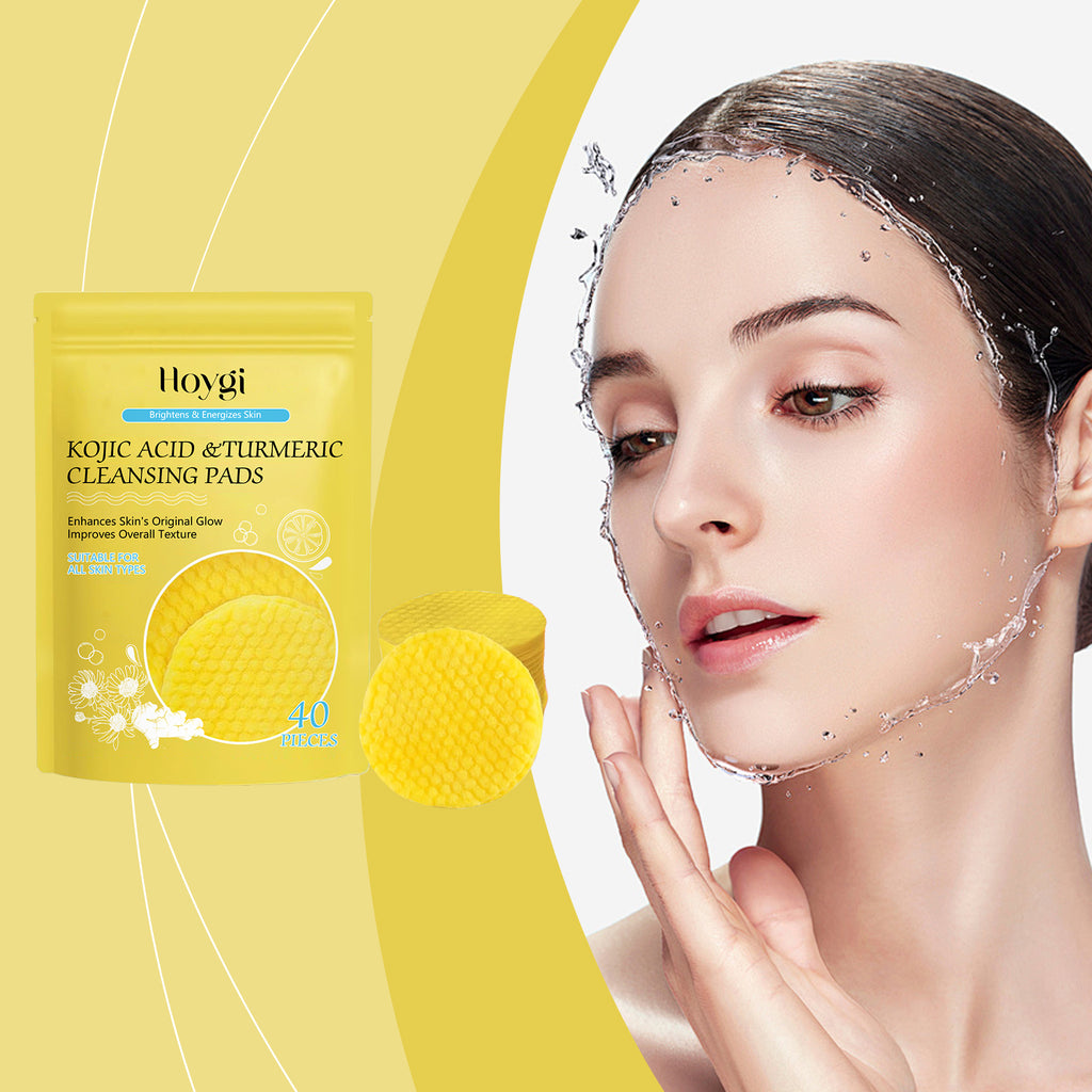 Turmeric & Kojic Acid Cleansing Pads - Brightening Exfoliating Makeup Remover for Dark Spots & Hyperpigmentation