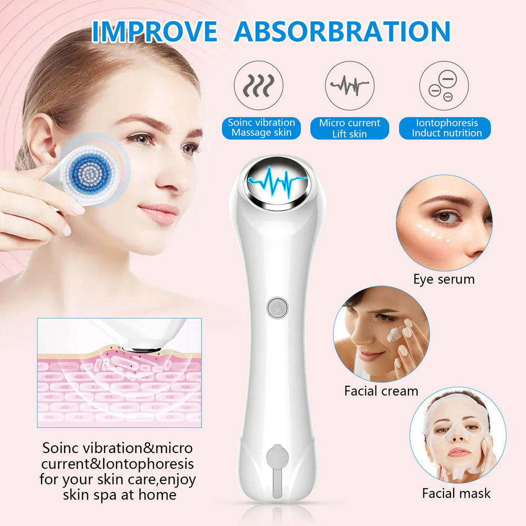 3-in-1 Facial Cleansing Brush - 4 Interchangeable Heads, IPX7 Waterproof Deep Pore Cleaner & Exfoliator