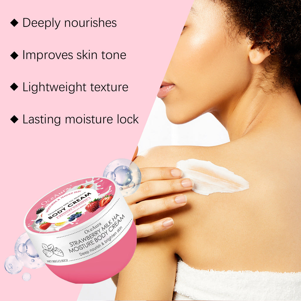 OceAura Strawberry Milk Body Cream Deep Hydrating, Nourishing, Hydrating, Firming And Brightening Body Cream