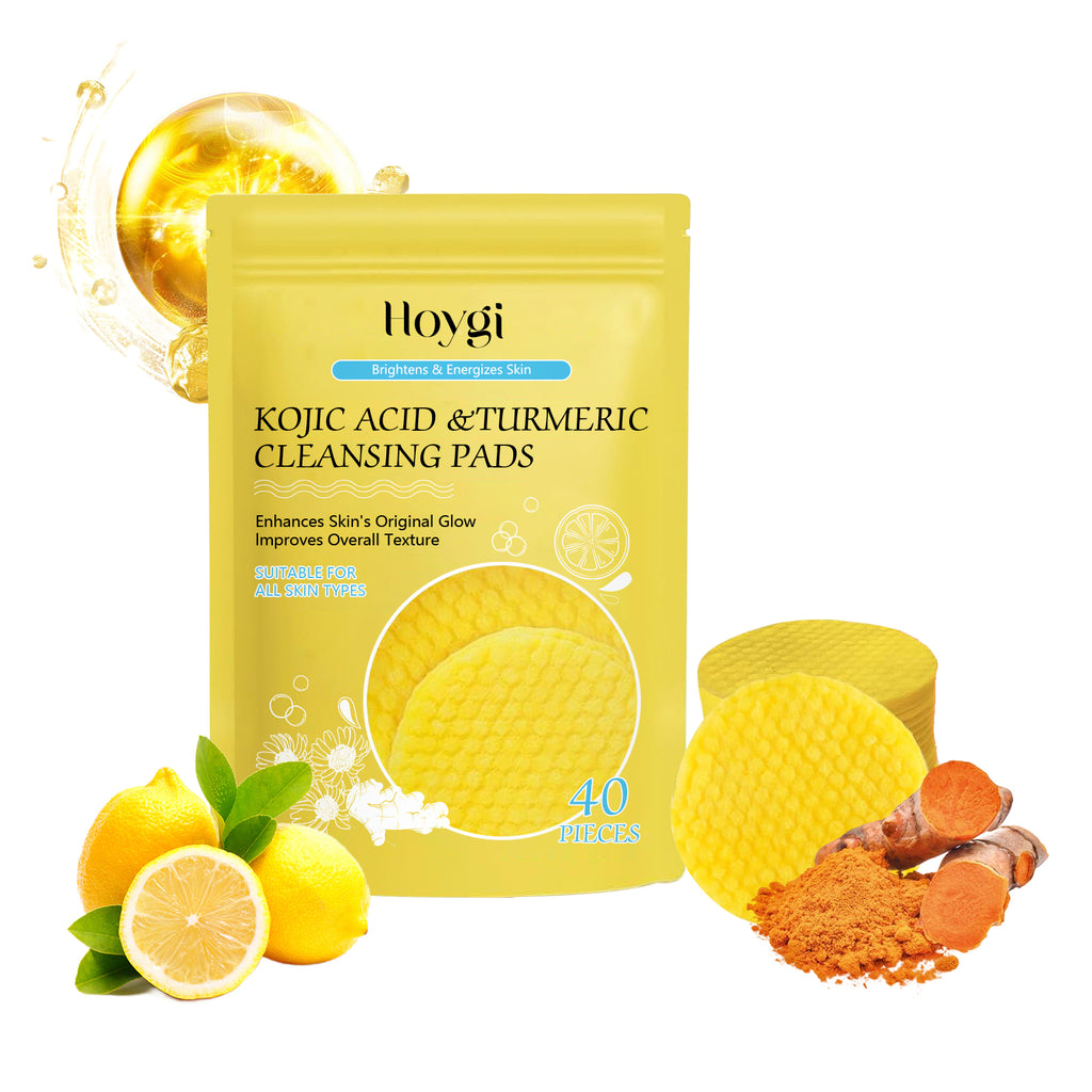Turmeric & Kojic Acid Cleansing Pads - Brightening Exfoliating Makeup Remover for Dark Spots & Hyperpigmentation