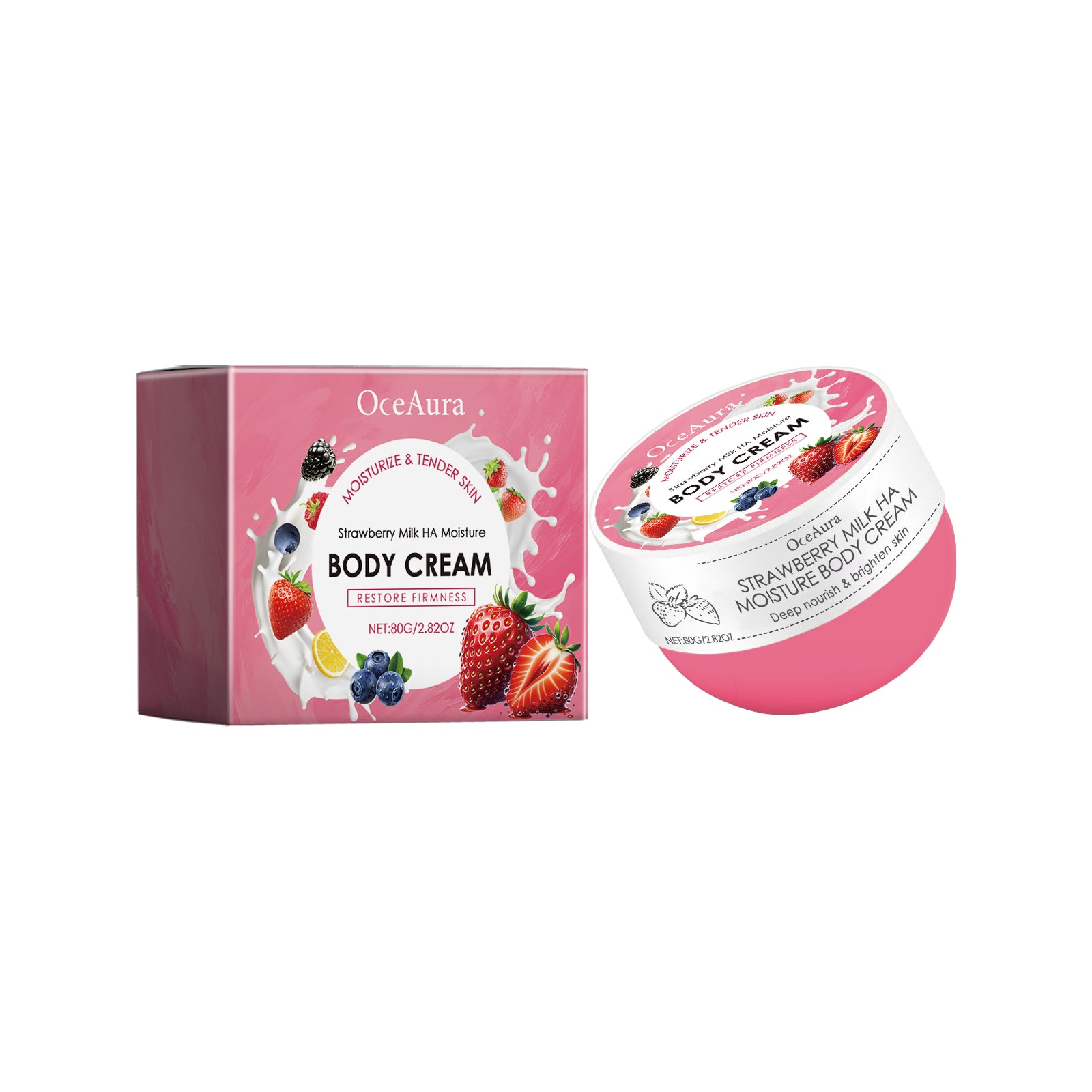 OceAura Strawberry Milk Body Cream Deep Hydrating, Nourishing, Hydrating, Firming And Brightening Body Cream