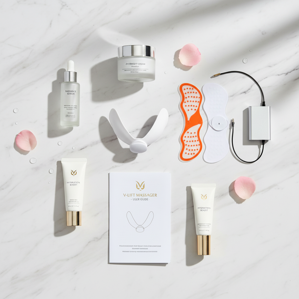 V-Shape Facial Slimming Massager - EMS Microcurrent Face Lifting Device for Jawline Contouring & Double Chin Reduction