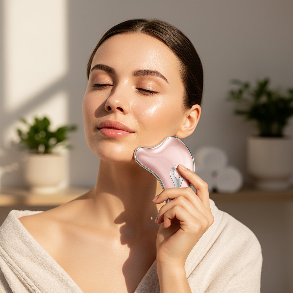 Electric Gua Sha Facial Massager - LED Microcurrent Face Lifting Tool for Anti-Aging & Lymphatic Drainage