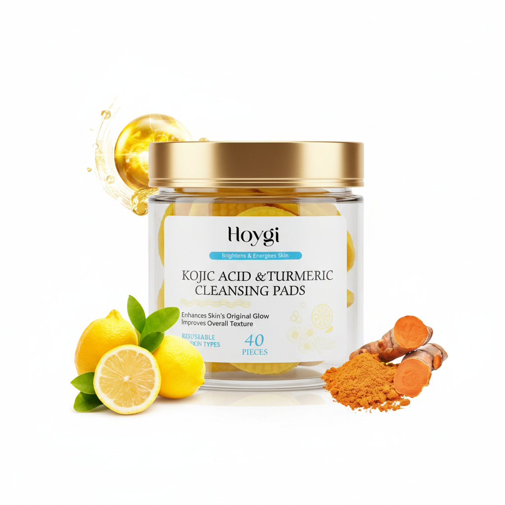 Turmeric & Kojic Acid Cleansing Pads - Brightening Exfoliating Makeup Remover for Dark Spots & Hyperpigmentation